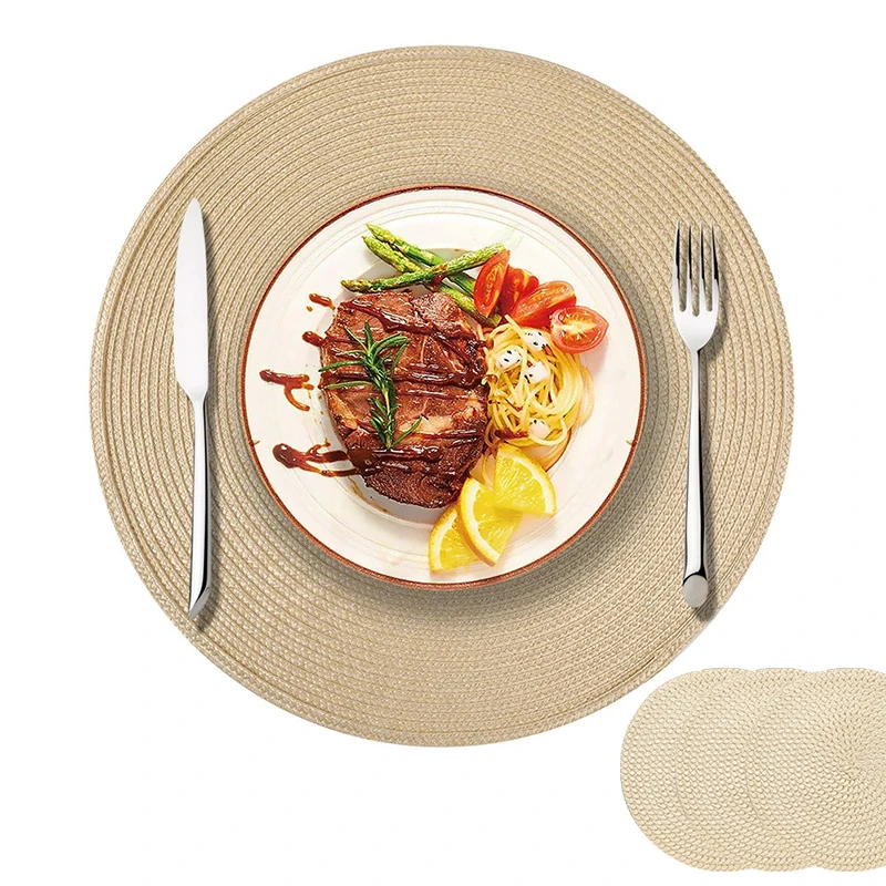 Runde geflochtene Tischsets, runde Tischsets für Esstische, 38,1 cm, waschbare Küchentisch-Tischsets für den Innenbereich