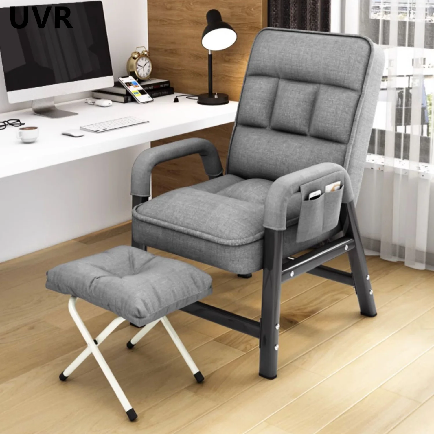 UVR Lazy Sofa Büro Mittagspause Rückenlehne Stuhl Bett Heimcomputerstuhl Sitzend Nicht verformt Faltbarer verstellbarer Liegestuhl Image