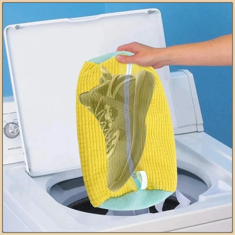 1/2PCS Wash Shoes Bag Padded Net Laundry Shoes Protector Fluffy fibers Polyester Washing Shoes Machine Laundry Bag Drying Bags