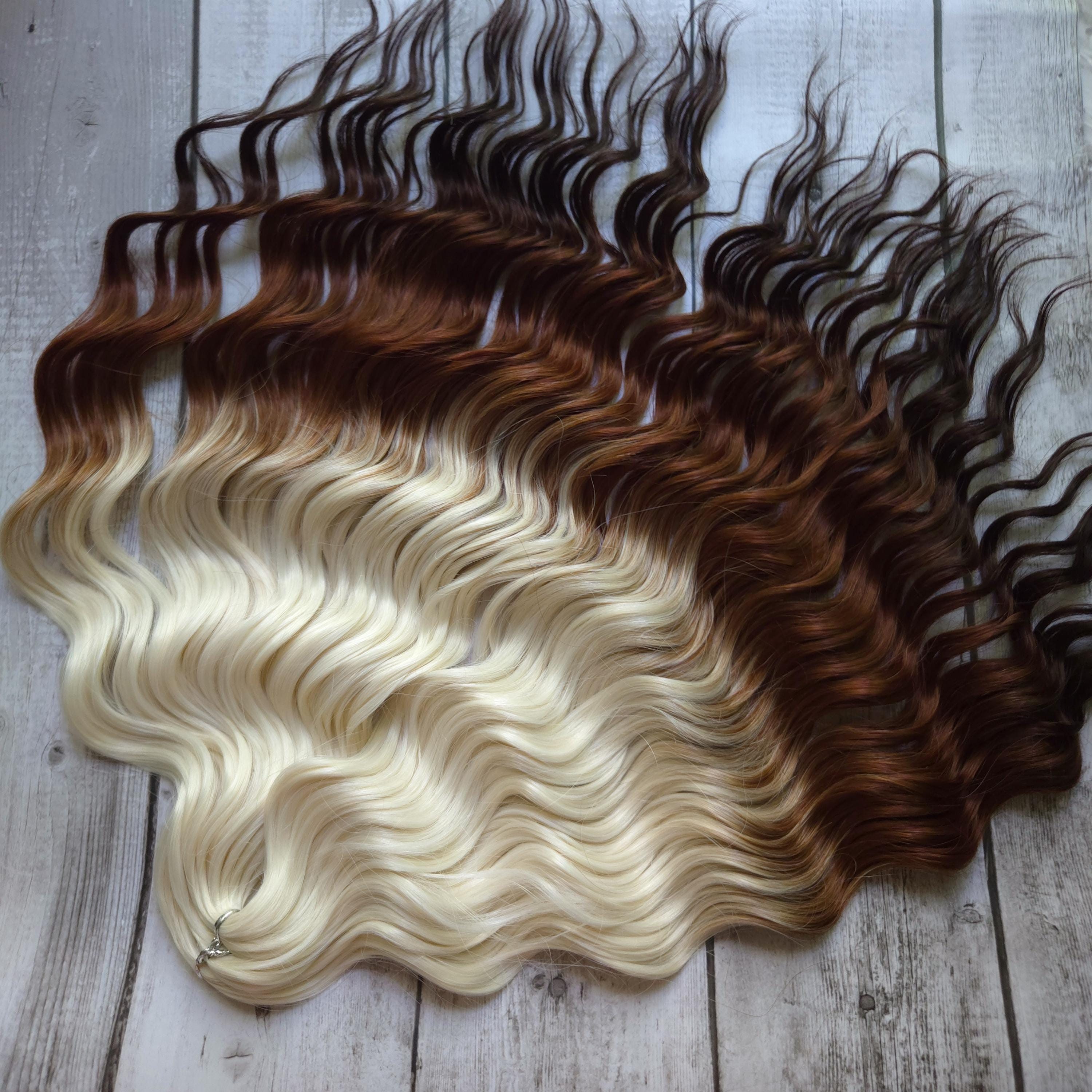 Extension per dreadlocks ricci, dreadlocks a doppia punta, extension per capelli, dreadlocks castani sfumati, dreadlocks biondi ondulati, extension pe