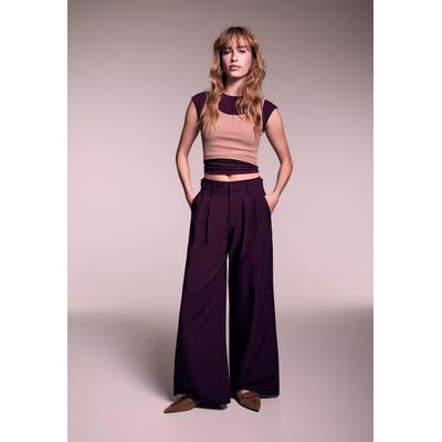 Stradivarius Super wide-leg adjustable trousers Burgundy 6