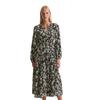 Maxikleid MARC O'POLO "aus Cupro-Viskose-Mix", Damen, Gr. 40, Normalgrößen, bunt (multi, schwarz), Obermaterial: 50% Cupro, 50% Viskose; Futter: 100% Viskose, bedruckt, relaxed fit wadenlang, Rundhals, Langarm Manschette, Kleider