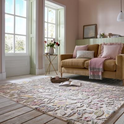 Wollteppich FLAIR RUGS "Tania Floral", bunt (mehrfarbig), B:160cm H:19mm L:230cm, Wolle, Teppiche, mit verspieltem Blumen-Design Image