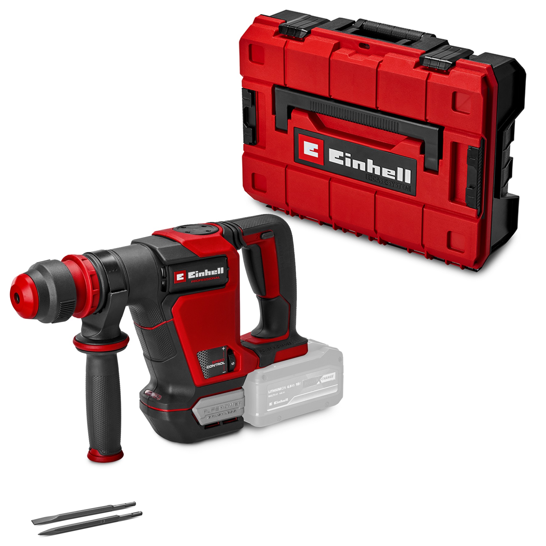 Abbruchhammer EINHELL "TP-DH 18/4 Li BL - Solo", schwarz (schwarz, rot), B:7,8cm H:20,7cm L:33,5cm, Abbruchhammer, ohna Akku und Ladegerät Image