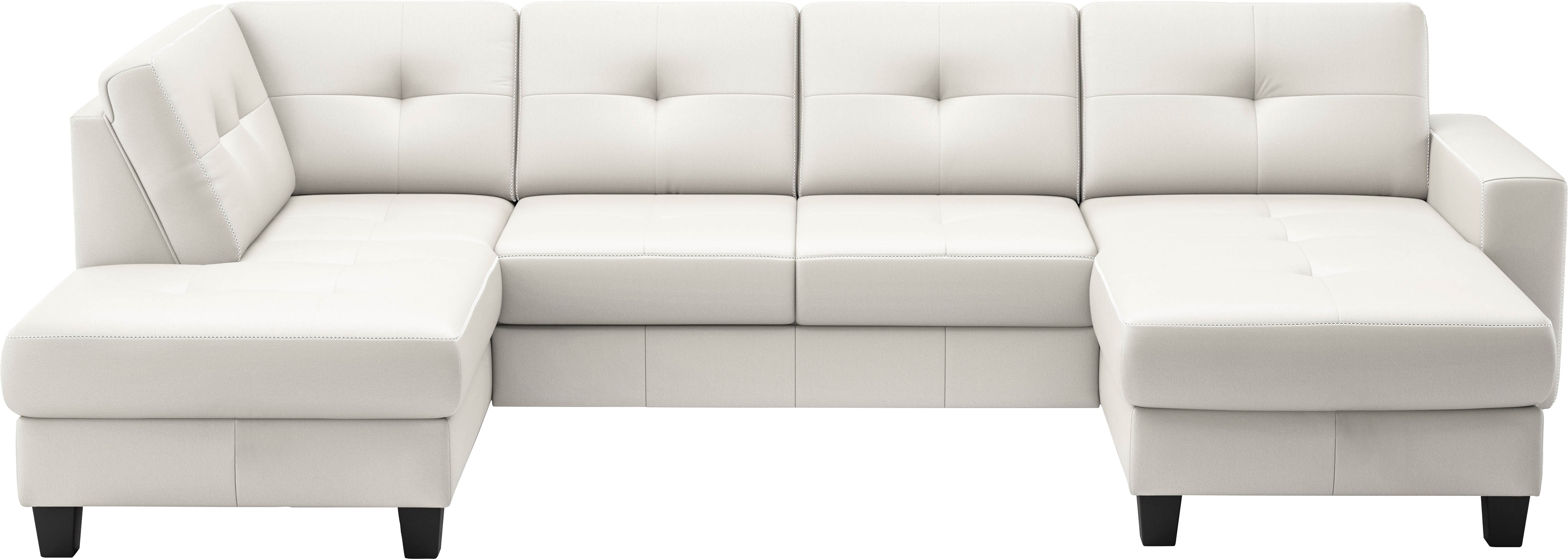 Wohnlandschaft PLACES OF STYLE "Varese", weiß (reinweiß), B:304cm H:91cm T:170cm, Sofas, wahlweise mit Bettfunktion und Bettkasten Image