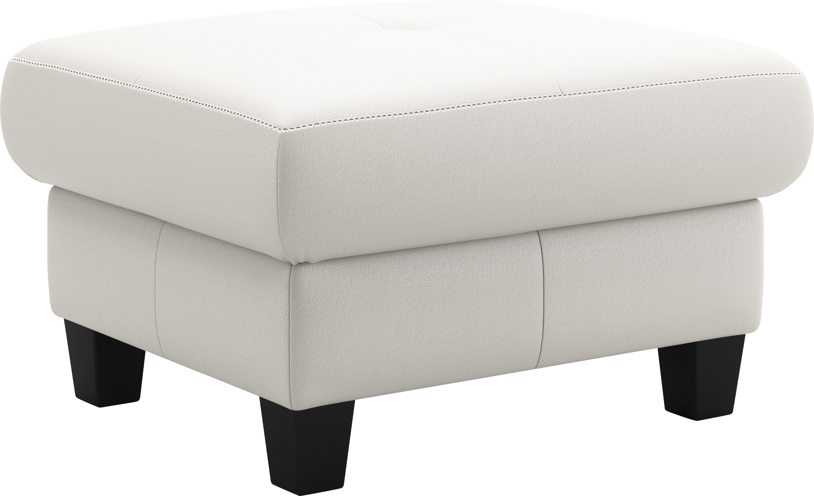 Polsterhocker PLACES OF STYLE "Varese", weiß (reinweiß), B:77cm H:49 T:67, Hocker, Kreuznaht in beige Image