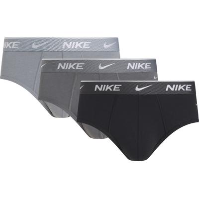 Hipster NIKE UNDERWEAR "BRIEF 3PK", Herren, Gr. XL, blk, irn gry, cool gry h shn txtrd wb, Jersey, Obermaterial: 95% Baumwolle, 3% sonstige Fasern, 2% Elasthan, unifarben, körpernah, Unterhosen, mit Logo-Elastikbund