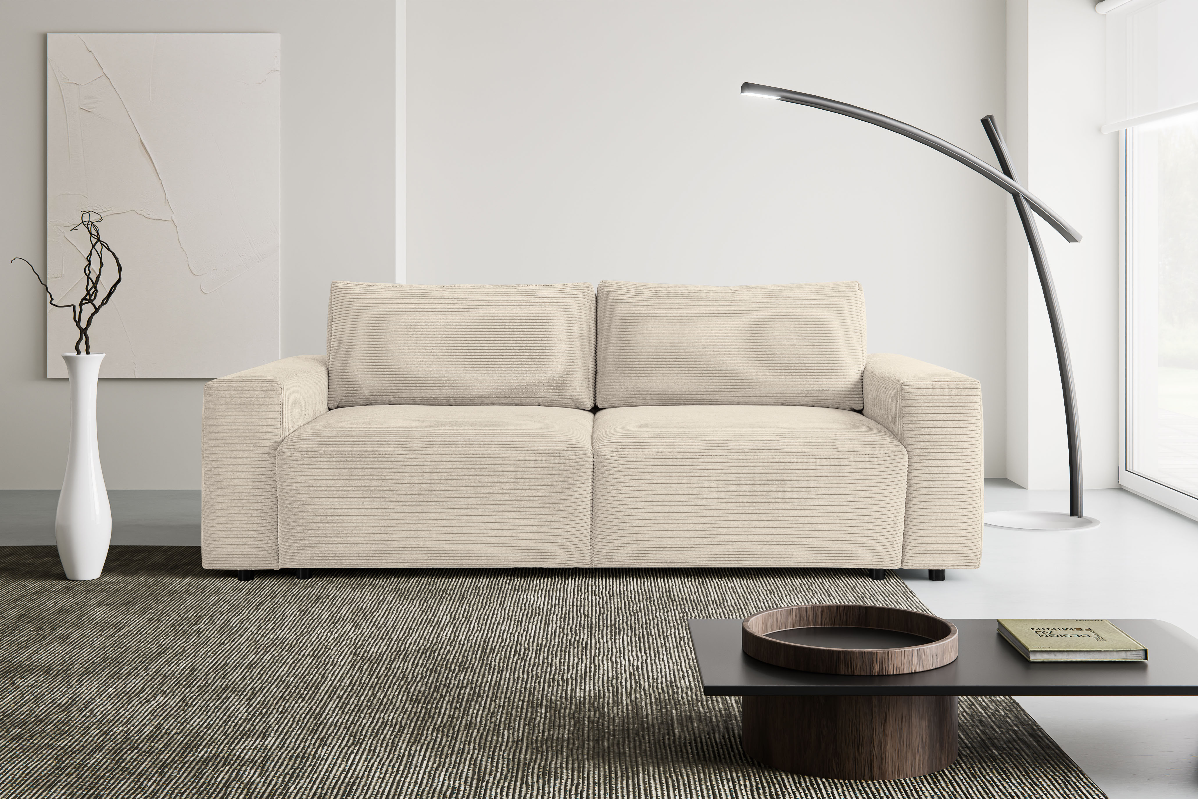 Schlafsofa WERK2 "Lima, inkl. Bettkasten, bequem, Mega Sofa: Breite 245 cm", beige (natur), B:245cm H:74cm T:102cm, 90% Polyester, 10% Nylon, Sofas, Schlafsofa, Big Sofa mit Bettfunktion und Stauraum für Krims & Krams