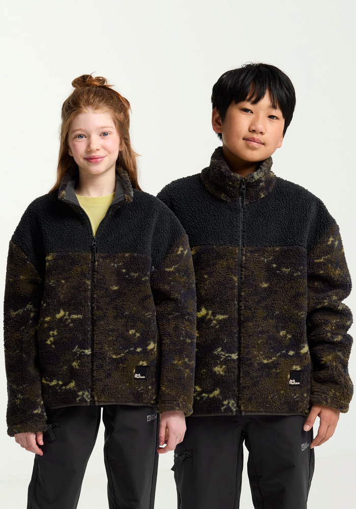 Fleecejacke JACK WOLFSKIN "TEEN AOP FLEECE K", Kinder, Gr. 176, lichenpeat, Oberstoff: 100% POLYESTER; Kontrastmaterial 1: 100% POLYESTER; Futter 1: 100% POLYESTER, Jacken Image