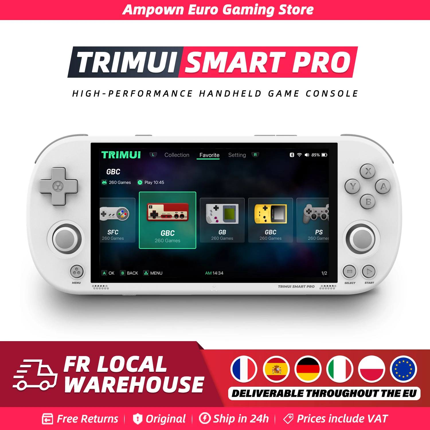 Trimui Smart Pro Console de jeu portable 4.96 ''écran IPS système Linux Joystick éclairage rvb Trimui rétro Console de jeu vidéo cadeau