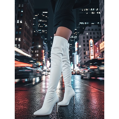 Overknee-Stilettostiefel für Damen – elegante schwarze Overknee-Stiefel mit hohem Absatz für Abend- und Partykleidung Image