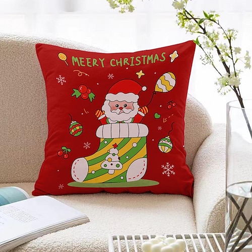 Weihnachts-Wurfkissen Rotes festliches Kissen für Schlafzimmer Wohnzimmer-Sofa Feiertagsdekoration Sitzkissen Perfektes Weihnachtsgeschenk für Freunde Image