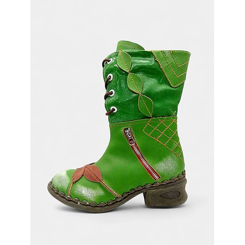 Rote Damenstiefel aus echtem Leder, handgefertigt, zum Schnüren – Vintage-Stiefeletten für den lässigen und Retro-Stil Image