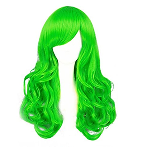 lange farbige Perücken - wellig neon Lockige Farbperücken für Frauen – werden mit zusätzlichen Neonbrillen geliefert – Gastgeschenke für Junggesellinnenabschiede Image