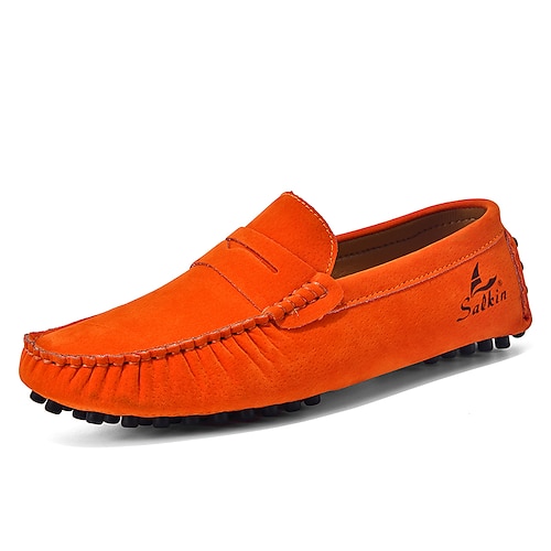 Herren Loafer Slip On Retro Übergrössen Spaziergang Lässig Täglich PU Bequem Kniehohe Stiefel Loafer Rot Braun Schwarz Gelb Image