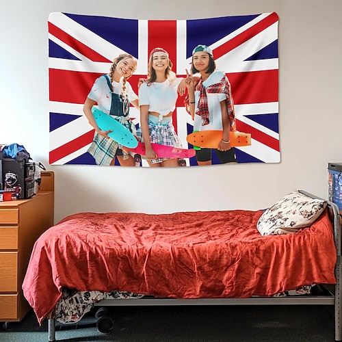 personalisiertes, individuelles Union Jack-Fototapeten-Poster mit britischer Flagge, erstellen Sie Ihr eigenes Bild für die Heimdekoration, Schlafsäle, Schlafzimmer, Wohnzimmer, Clubs, Bars, Konzerte, Image