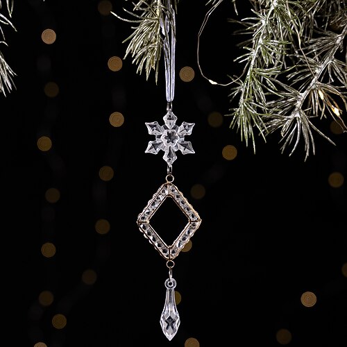 Weihnachtskristall-Hängeornamente, transparente österreichische Acryl-Schneeflocke, Eiszapfenamp;Tropfendekorationen, Kronleuchteranhänger für den Weihnachtsbaumamp;festliche Beleuchtung Image