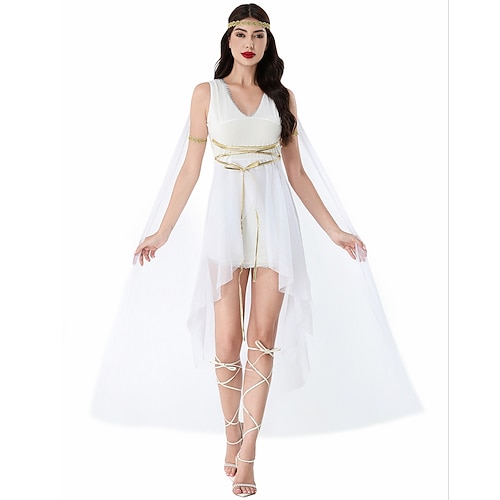 Antikes Ägypten ägyptisch Kleid Ausgefallene Kostüme Kleopatra Göttin Kostüm Damen Fantasie Halloween Karneval Leistung Erwachsene Kleid Stirnband Taillengürtel Image