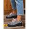 Grüne Damenschuhe aus echtem Leder mit dicker Sohle zum Schnüren, Freizeitschuhe im Retro-Oxford-Stil für Herbstmode und Spaziergänge im Freien