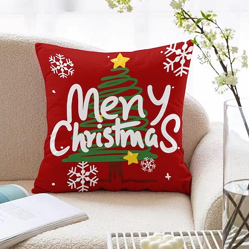Weihnachts-Wurfkissen Rotes festliches Kissen für Schlafzimmer Wohnzimmer-Sofa Feiertagsdekoration Sitzkissen Perfektes Weihnachtsgeschenk für Freunde Image