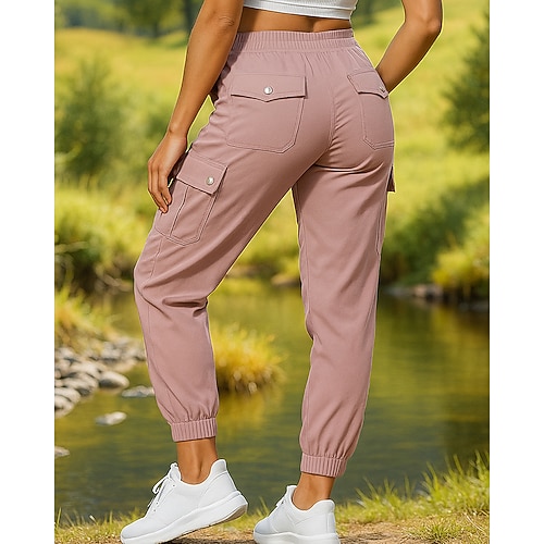 Damen Cargohosen Wanderhosen Frühling Herbst Außen Normale Passform Schnelltrocknend Unterteile Tasche Schwarz Rosa Camping / Wandern Laufen S M L XL XXL Image