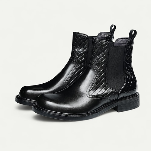 braune gewebte Chelsea-Stiefel für Herren, klassische Slip-On-Stiefeletten mit elastischem Seitenteil für Büro, Partys und elegante Freizeit-Outfits Image