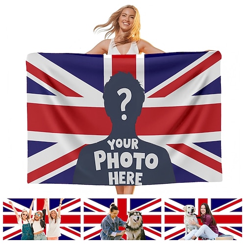 personalisiertes, individuelles Union Jack-Foto-Wandteppich-Poster mit britischer Flagge, gestalten Sie Ihr eigenes Bild für Heimdekoration, Clubs, Konzerte, Bars, Schlafsäle, Wohnzimmer, Schlafzimmer, Wandbehang Image