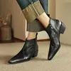 Neue Herbst Damen Stiefel Split Lederschuhe für Frauen Square Toe Chunky Heel Schuhe Reiß verschluss Stiefeletten Retro Spleißen kurze Stiefel