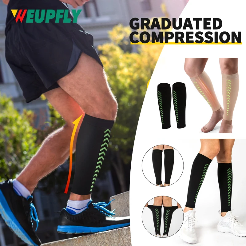 1 Paar Waden-Kompressionsmanschetten für Männer und Frauen – Fußlose Kompressionssocken zur Unterstützung von Krampfadern – Bein-Ärmelbandage Image