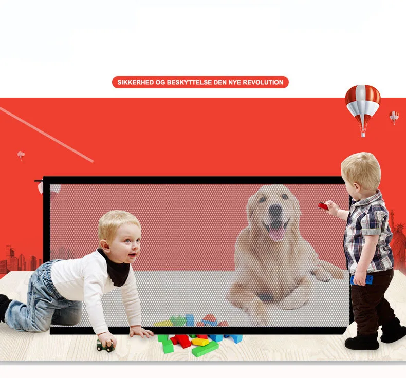 Haustier Hund Zaun Tragbare Falten Teiler Mesh Hause Perforation-Freies Spurlose Wand Schutz Barriere Sicherheit Net Nylon Mesh Tuch Image