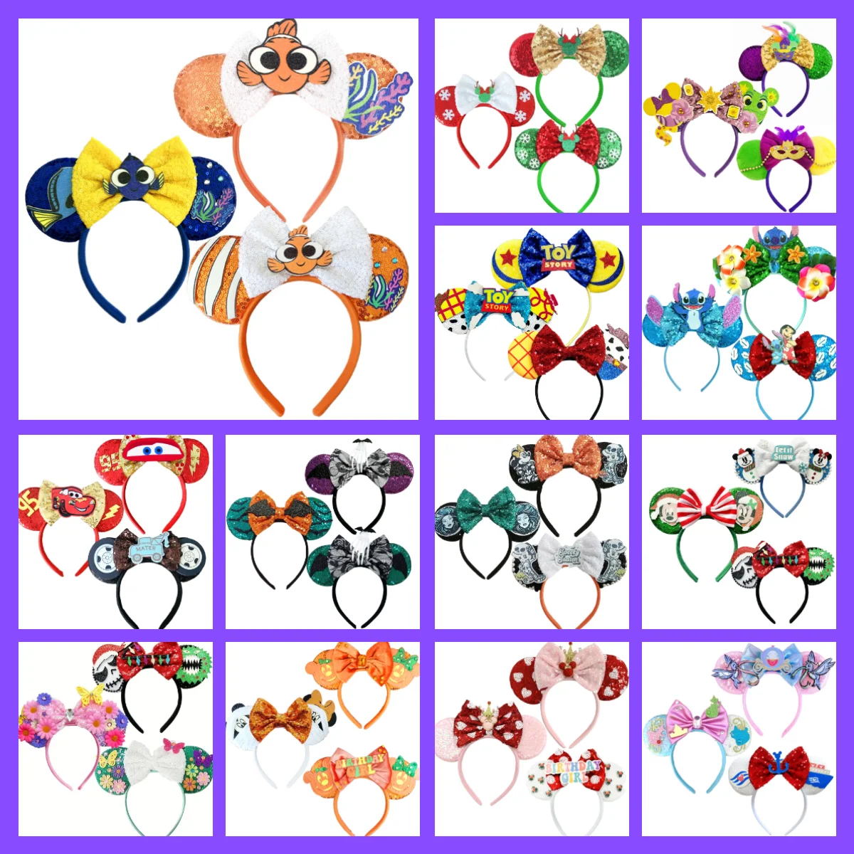3 Stück Findet Nemo inspiriert Disney Mickey Ohren Stirnband Party Cosplay Maus Haarband Frauen Festival Kopfbedeckung Kind Haarschmuck Image