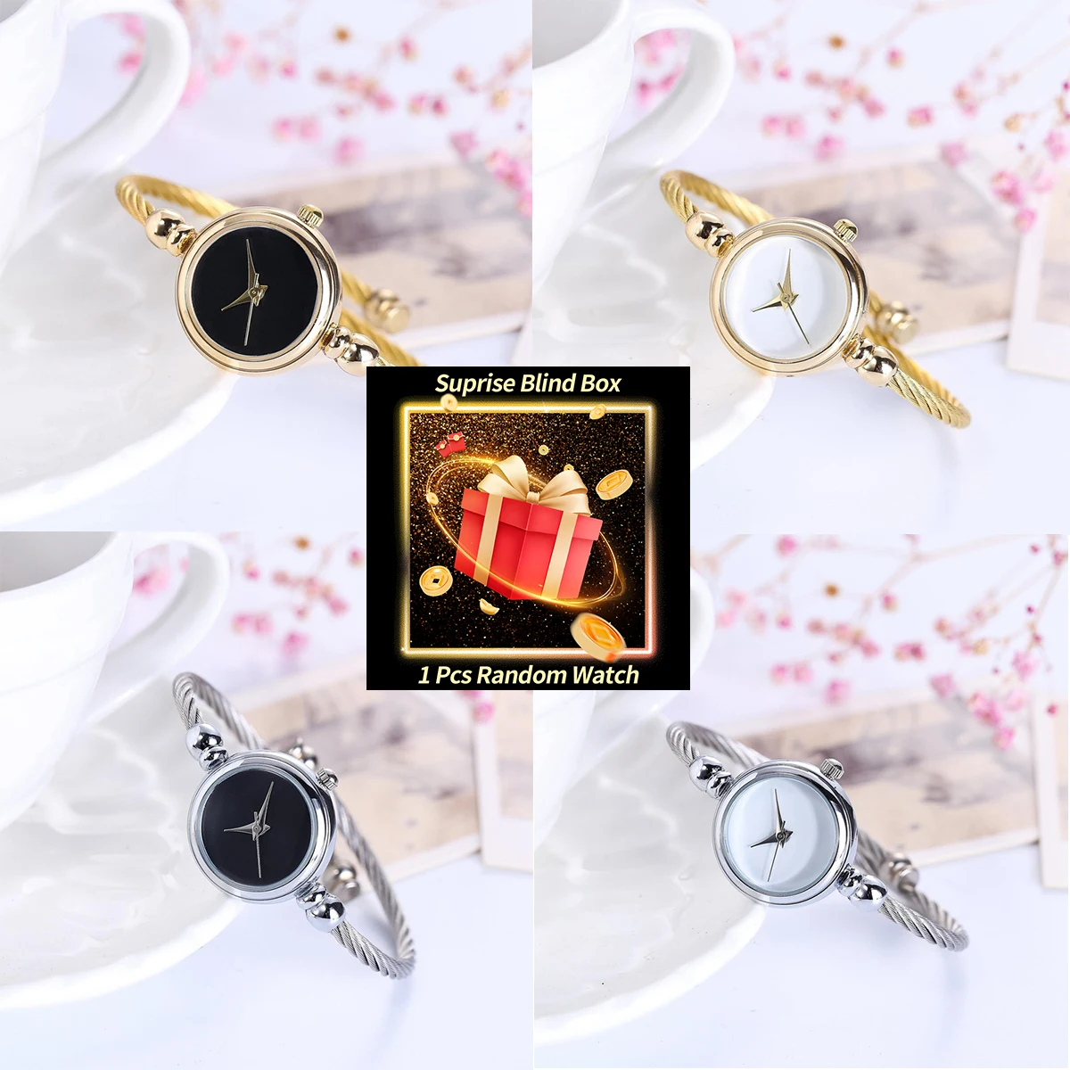 1PC Überraschung Mystery Uhr Blind Box-Mode Feine Strap Frauen Uhren Damen Öffnung-manschette Armband Uhr Reloj mujer Image