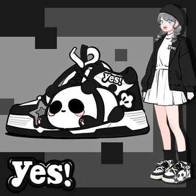Amy and Michael Adorable Cartoon Panda Sneakers Cute Girls Students High Top Casual Shoes Woman Trainers Female Skateboard Shoes