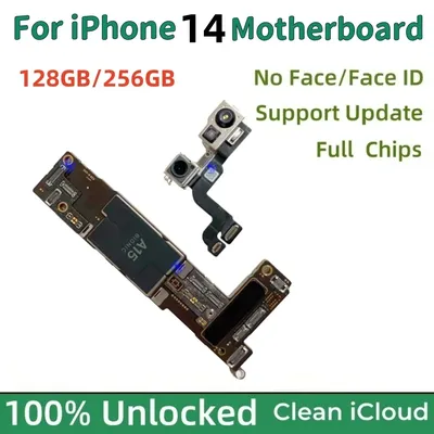 Fully Tested For iPhone 14 Motherboard Clean iCloud Unlocked Mainboard 128GB/256G With/NO Face ID Support IOS update Logic Board