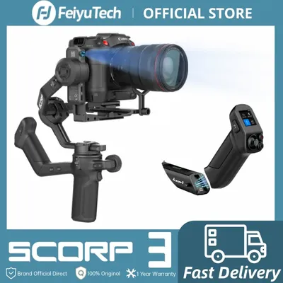 FeiyuTech SCORP 3 Kamera Gimbal Stabilisator – 3-Achsen Handheld für DSLR & Spiegellose Kameras (Sony/Canon/Nikon/Fujifilm), Max. Traglast 3,5 kg, KI-Tracking, Abnehmbarer Griff, Touchscreen