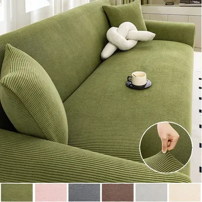 Corduroy All Inclusive Anti Cat Scratch Sofa Protective Cover Adjustable Stretch Slipcovers Corner Couch Covers 1/2/3/4 Seater