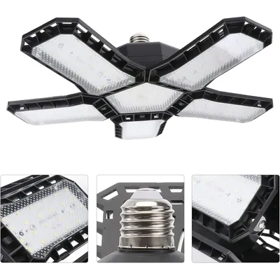 LED Garage Light Bulbs, Super Bright Garage Lighting with 5 Adjustable Panel E27 Screw Socket LED Shop Light for warehouse