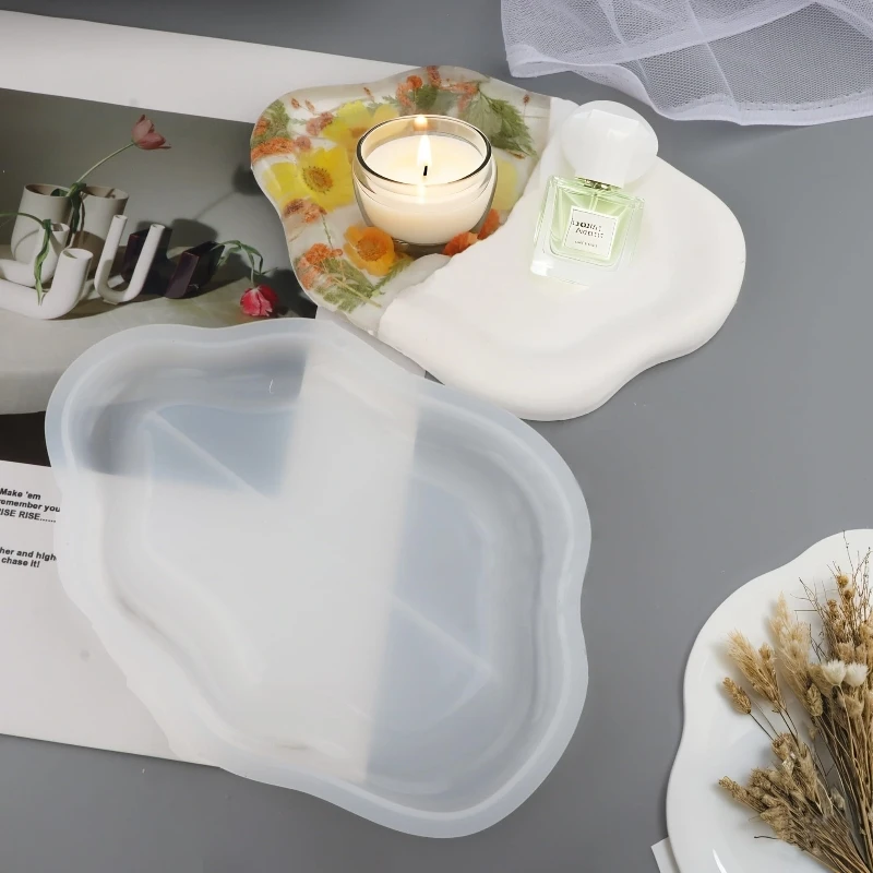 1 PCS 3D Diy Wolke Form Harz Tablett Silikon Form Asymmetrische Oval Design Ideal Für Schmuck Lagerung Aroma Gips Kerze Form Image