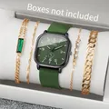 5 Teile/satz Fashion Square Arabisch Zifferblatt Frauen Quarzuhr Damen Casual Silikon Armband Armbanduhr Armbänder Set Reloj (Ohne Box)