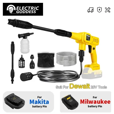 Electric Goddess Electric High Pressure Washer Water Gun Cordless Car Washer Clean For Makita/Dewalt/Milwaukee 18-20V BatteryPin