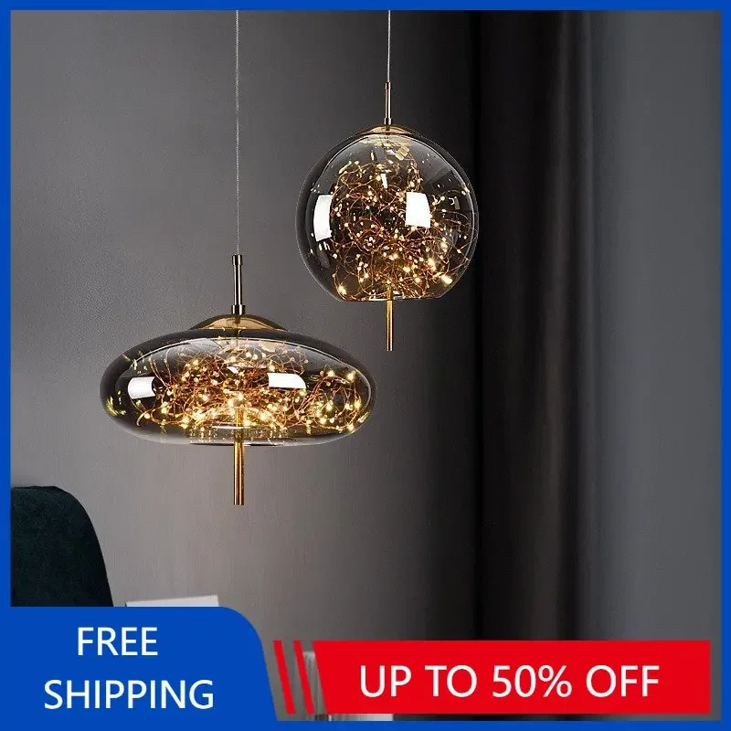 Moderne Led Anhänger Lampe Glas Decke Hängen Lichter Leuchte Leuchte Kronleuchter Lüster Suspension Leuchte Schlafzimmer Dekor