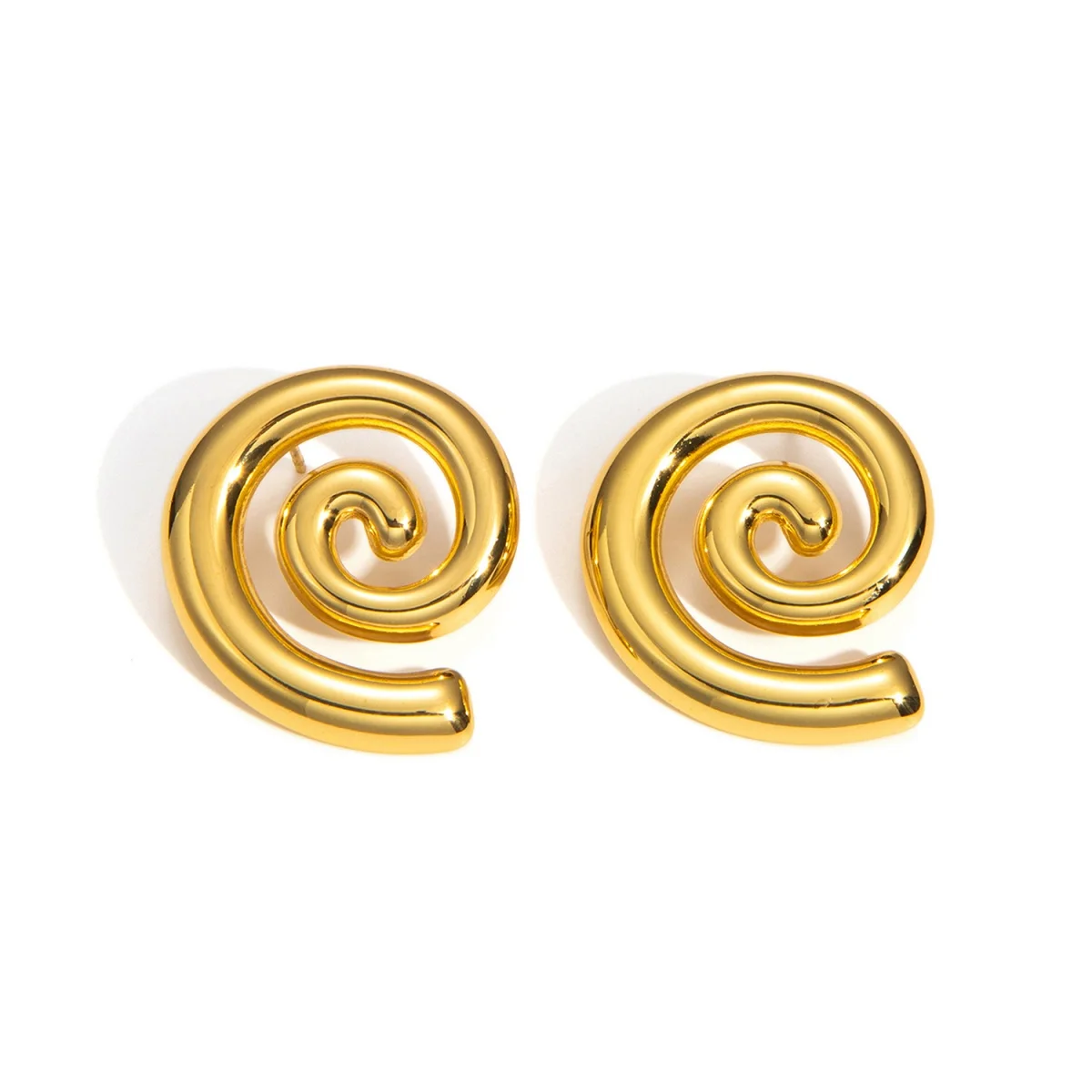 Edelstahl-Ohrstecker mit glänzender Spirale für Damen und Herren, minimalistischer geometrischer kreisförmiger gedrehter Linien-Ohrring, vielseitiger Schmuck Image