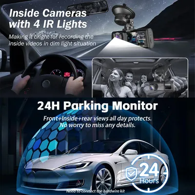Front and Rear Black Box Android Auto Dashcam Parking Mode Car Display Accessories Wireless Truck DVR Monitor Car Camera