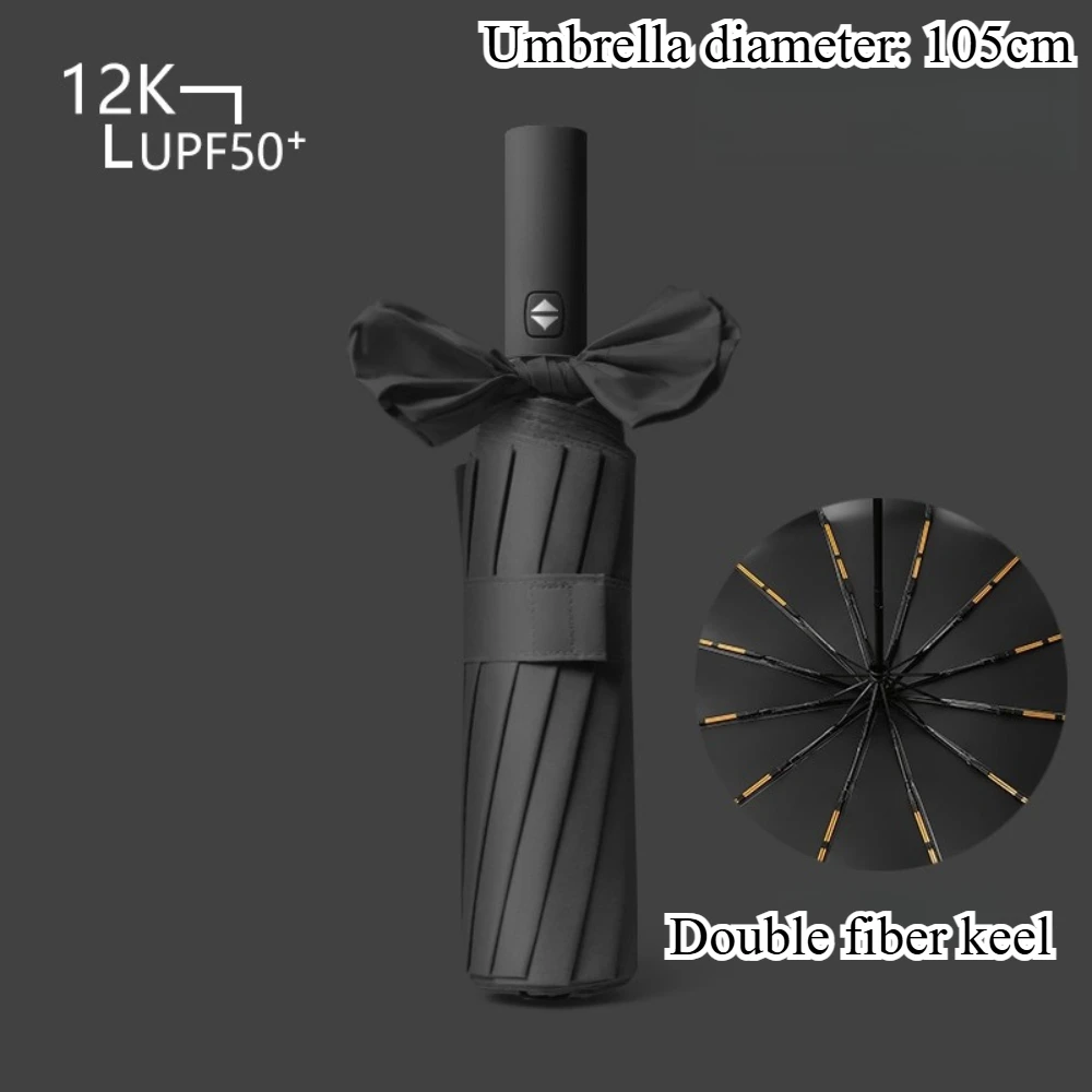 Vollautomatischer Regenschirm mit 60 Knochen, Herren-Regenschirm mit Holzgriff, winddichter Regenschirm, Business-Klappschirm, Sonnenschirm Image