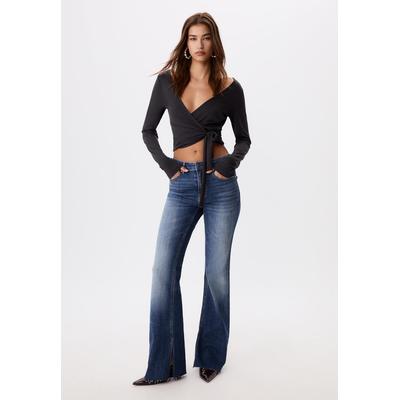 Stradivarius D74 Slit fit flared jeans RINSE BLUE DENIM 8