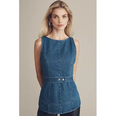 Mare Mare Sleeveless Denim Belted Top