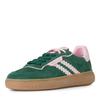 Plateausneaker TAMARIS, Damen, Gr. 42, grün (grün kombiniert), Veloursleder, Lederimitat, unifarben mit Farbeinsatz, modisch, Schuhe, Freizeitschuh, Halbschuh, Schnürschuh mit Kontrastbesatz
