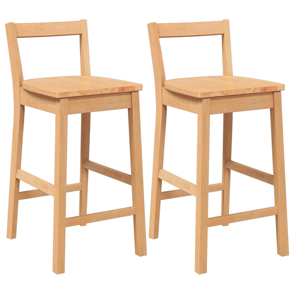 vidaXL Barhocker 2 Stk. Natur Massivholz Gummibaum Image