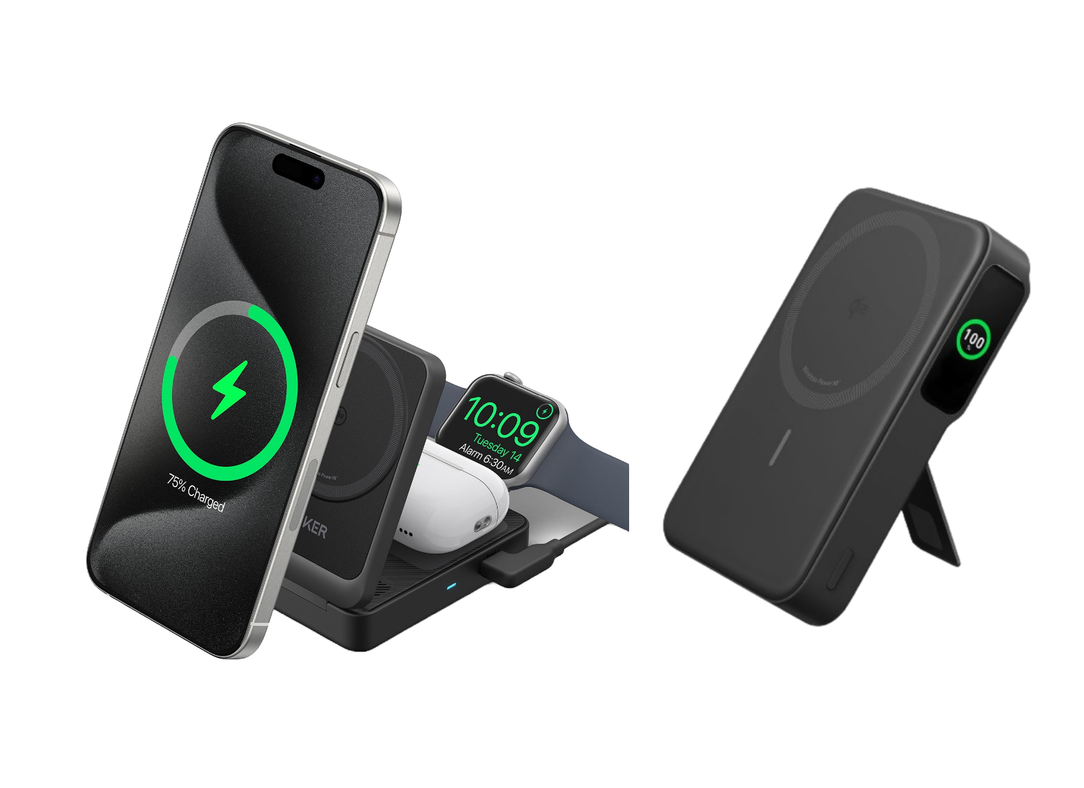 Anker MagGo Kabellose Ladestation (Faltbar 3-in-1) + Anker MagGo Powerbank (10K) Image