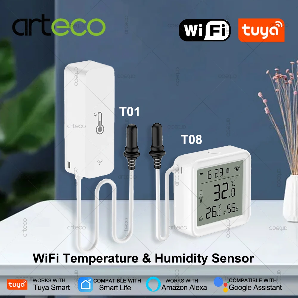 Tuya WiFi Temperatur Feuchtigkeit Sensor Mit Externe Sonde Smart Leben Hygrometer Thermometer Sensor Remote Mornitor Unterstützung Alexa Image